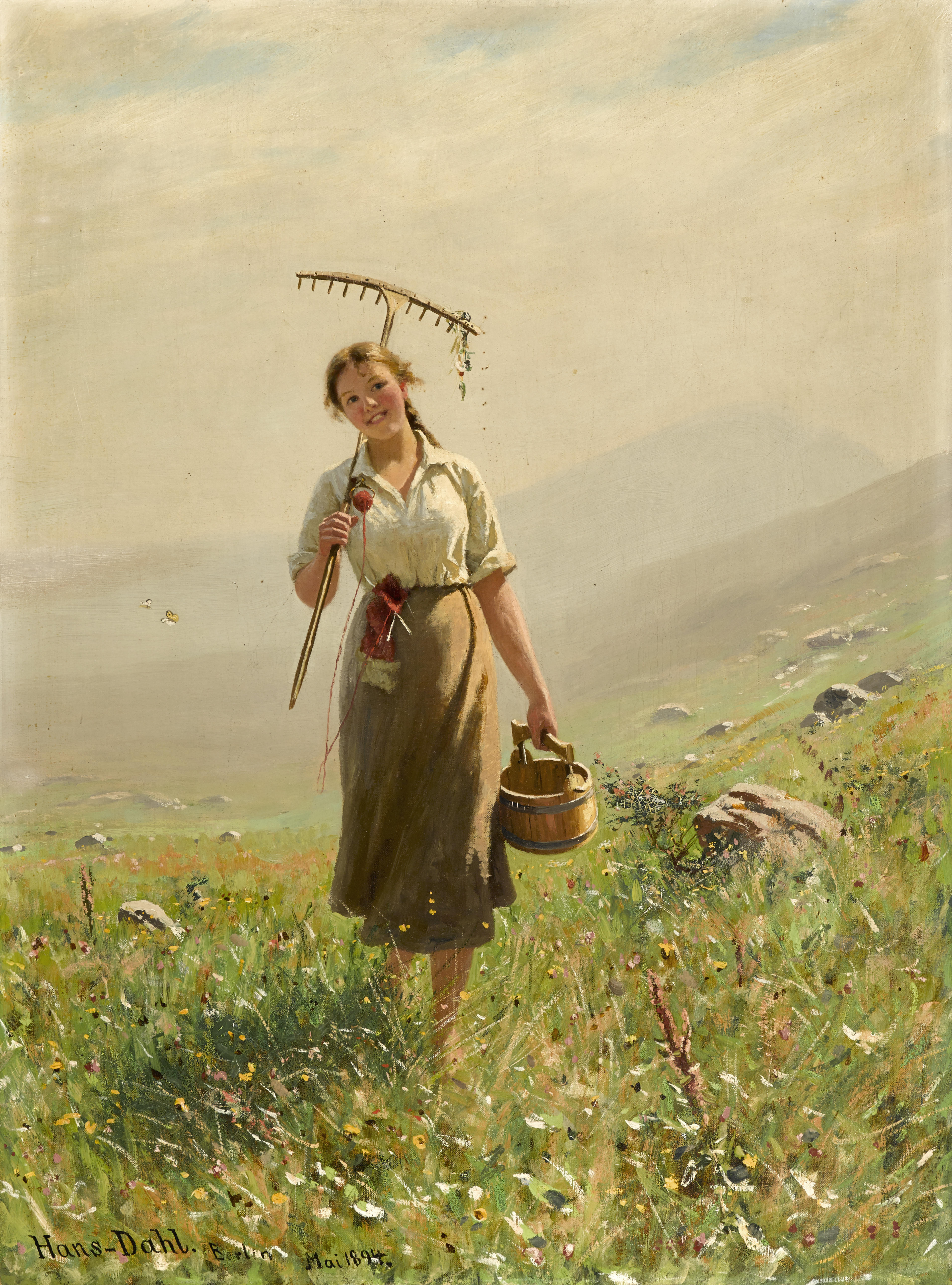 3822x5156 Filehans Dahl - Girl In Meadow Painting