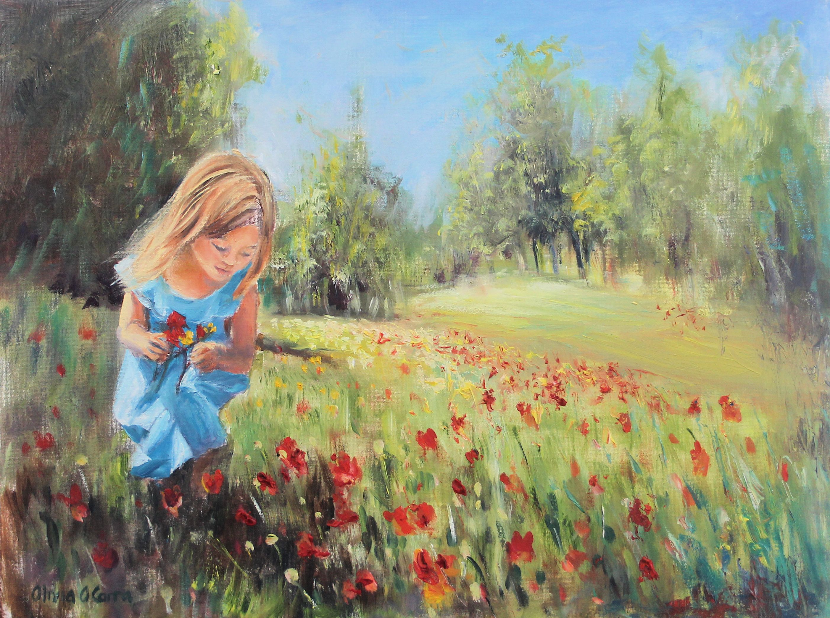 2805x2090 Summer Meadow 2 By Olivia O'Carra - Girl In Meadow Painting