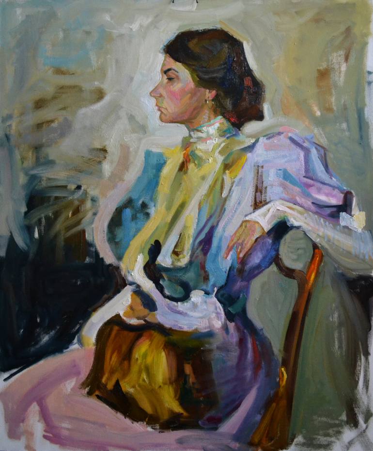 770x930 Saatchi Art Girl In Pink Dress Painting By Dmitriy Hyrniak - Girl In Pink Dress Painting