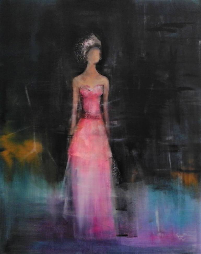 770x974 Saatchi Art Girl In Pink Dress Painting By Elena Ivanova - Girl In Pink Dress Painting