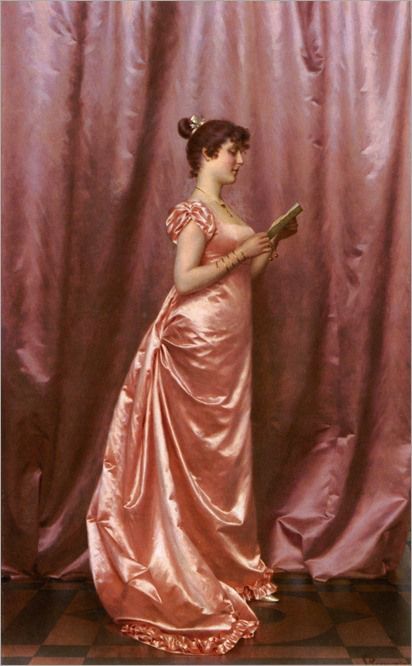 412x666 The 158 Best Women In Art Images On Portraits, Woman - Girl In Pink Dress Painting