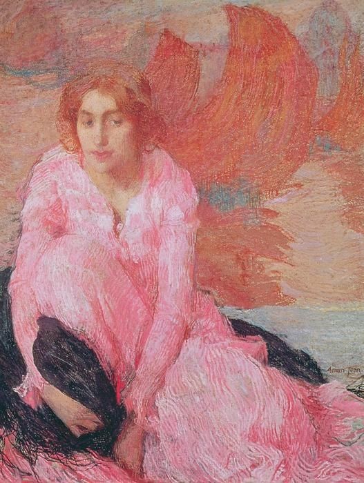 527x700 Aman Jean Edmond Dame En Rose By Jean Edmond Francois Aman - Girl In Pink Dress Painting