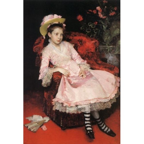 500x500 Garreta Girl In Pink Dress - Girl In Pink Dress Painting