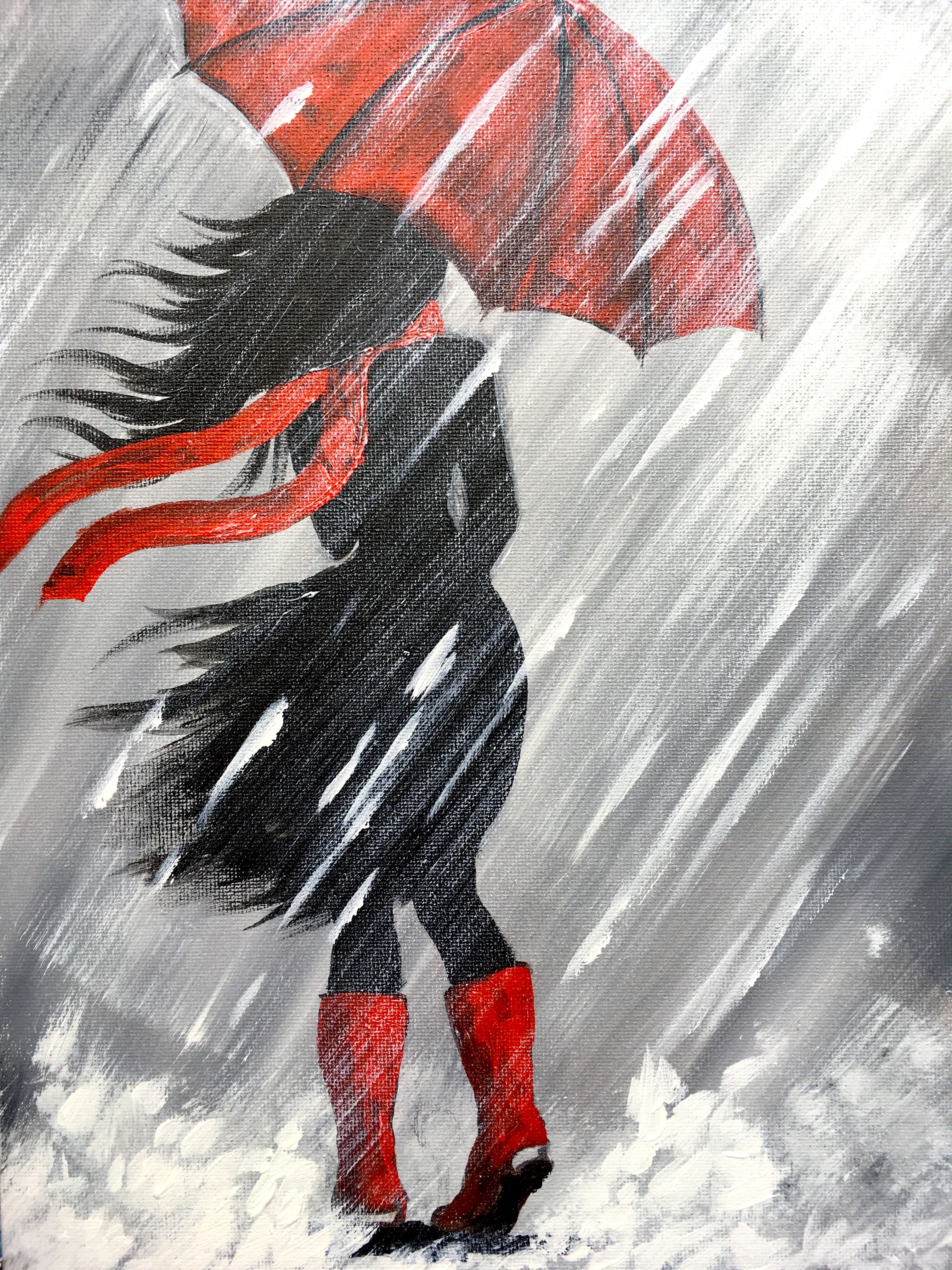 3024x4032 Learn To Paint This Step By Step Girl Walking On A Rainy Day - Girl In Rain Painting