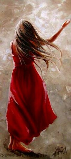 236x526 Correo Lucia Maria Oro - Girl In Red Dress Painting
