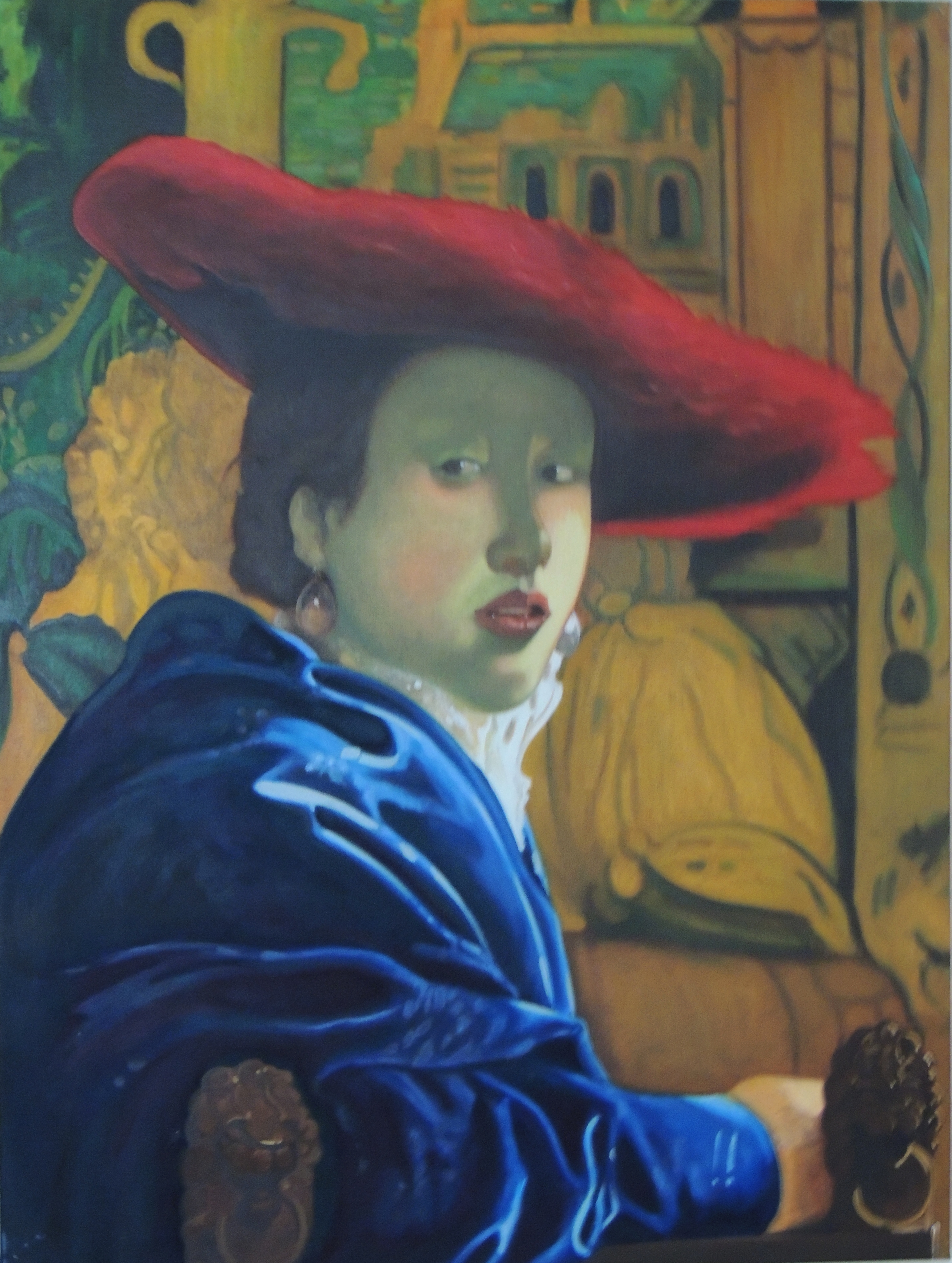 3095x4104 Girl In Red Hat After Vermeer Raven Pi Art - Girl In Red Hat Painting