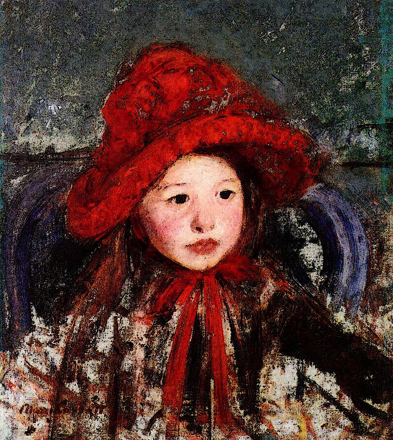 803x900 Cassatt Mary Little Girl In A Large Red Hat Digital Art By - Girl In Red Hat Painting