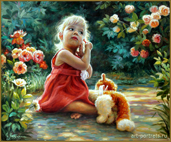 558x465 Painting A Little Girl In The Garden 2015 - Girl In The Garden Painting