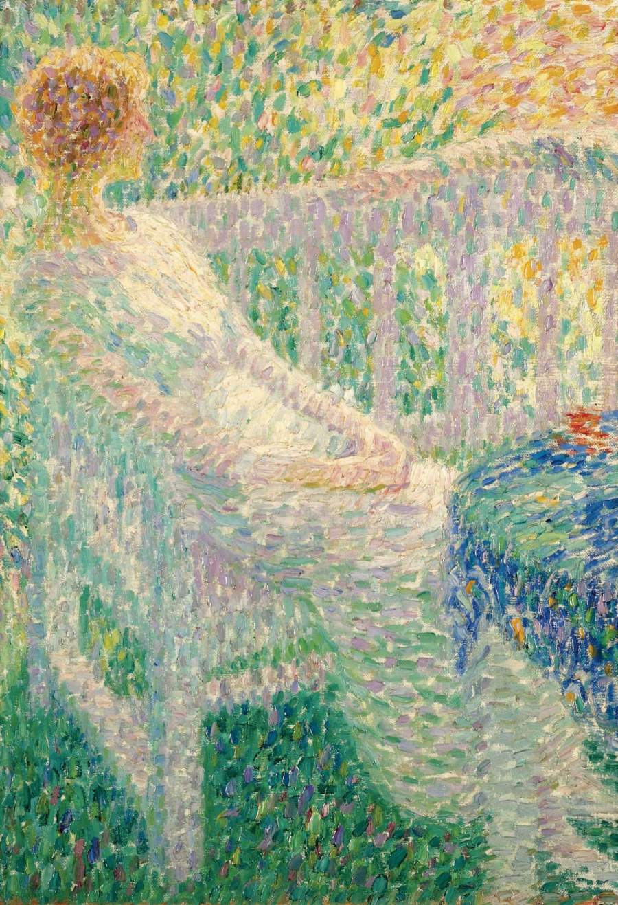 900x1317 Young Girl In The Garden 1913 Painting Leon De Smet Oil Paintings - Girl In The Garden Painting