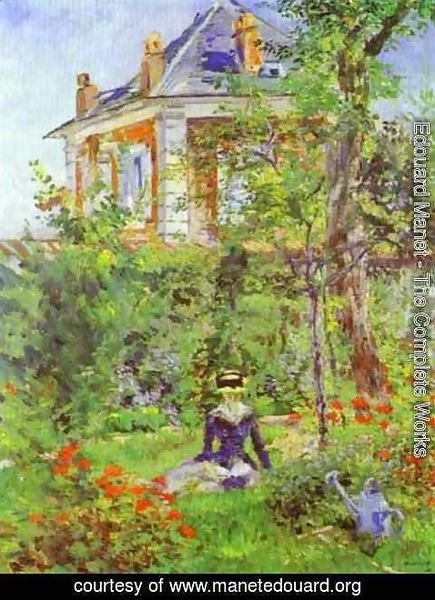 435x600 Edouard Manet - Girl In The Garden Painting
