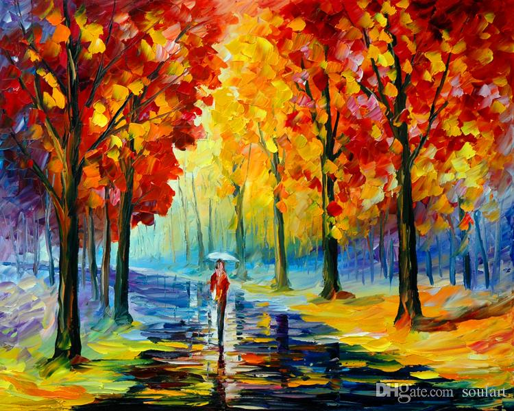750x601 Online Cheap Modern Abstract Wall Painting Umbrella Girl - Girl In The Rain Painting