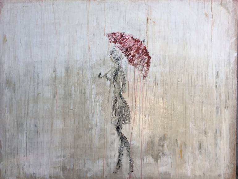 770x579 Saatchi Art Abstract Girl In The Rain No.1 Painting By Roger - Girl In The Rain Painting