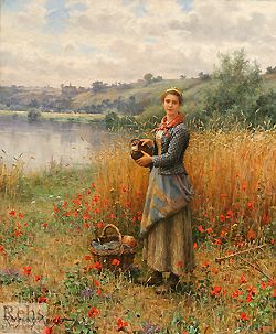 250x303 Madeleine In A Wheat Field By Daniel Ridgway Knight - Girl In Wheat Field Painting