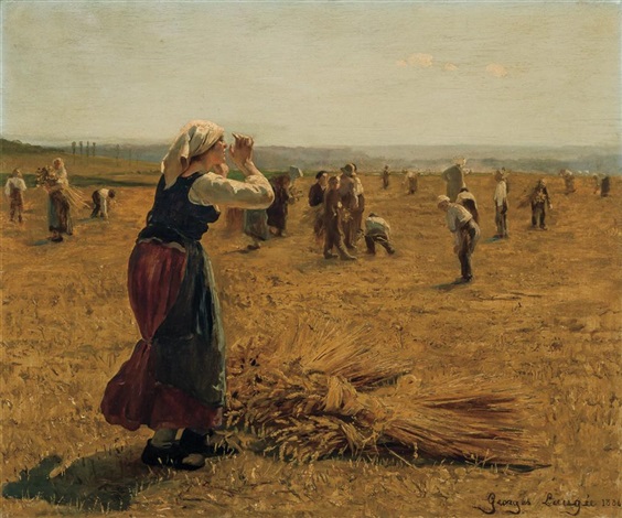 564x470 Woman In Wheat Field By Georges On Artnet - Girl In Wheat Field Painting