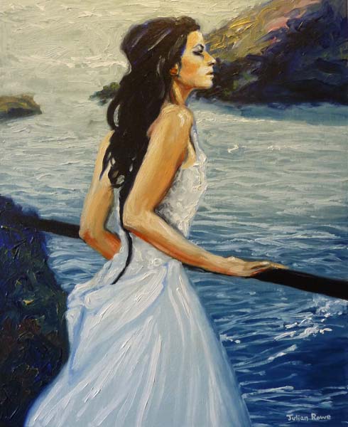 490x600 Julian Rowe Artist In Oils - Girl In White Dress Painting