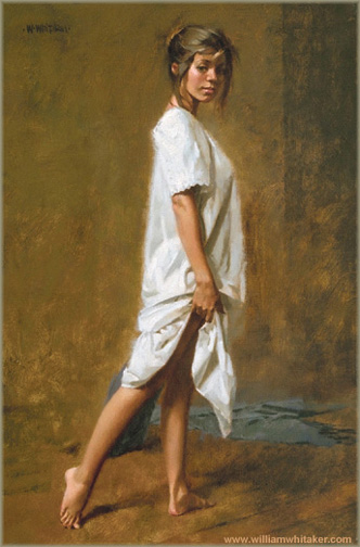 332x504 Let's Make A Painting Sara Bande, William Whitaker - Girl In White Dress Painting