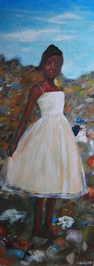319x900 Simple White Dress Painting By Charon Rothmiller - Girl In White Dress Painting