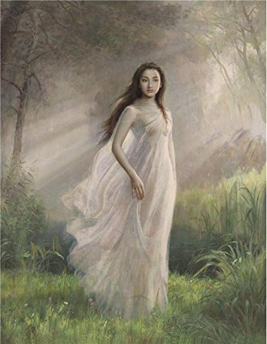 388x500 Oil Painting - Girl In White Dress Painting