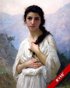 240x300 Young Brunette Girl Woman In White Dress Painting Art Real Canvas - Girl In White Dress Painting