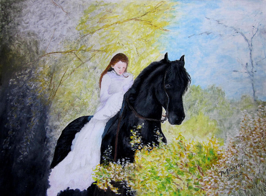 900x663 Girl In The White Dress Painting By Maris Sherwood - Girl In White Dress Painting