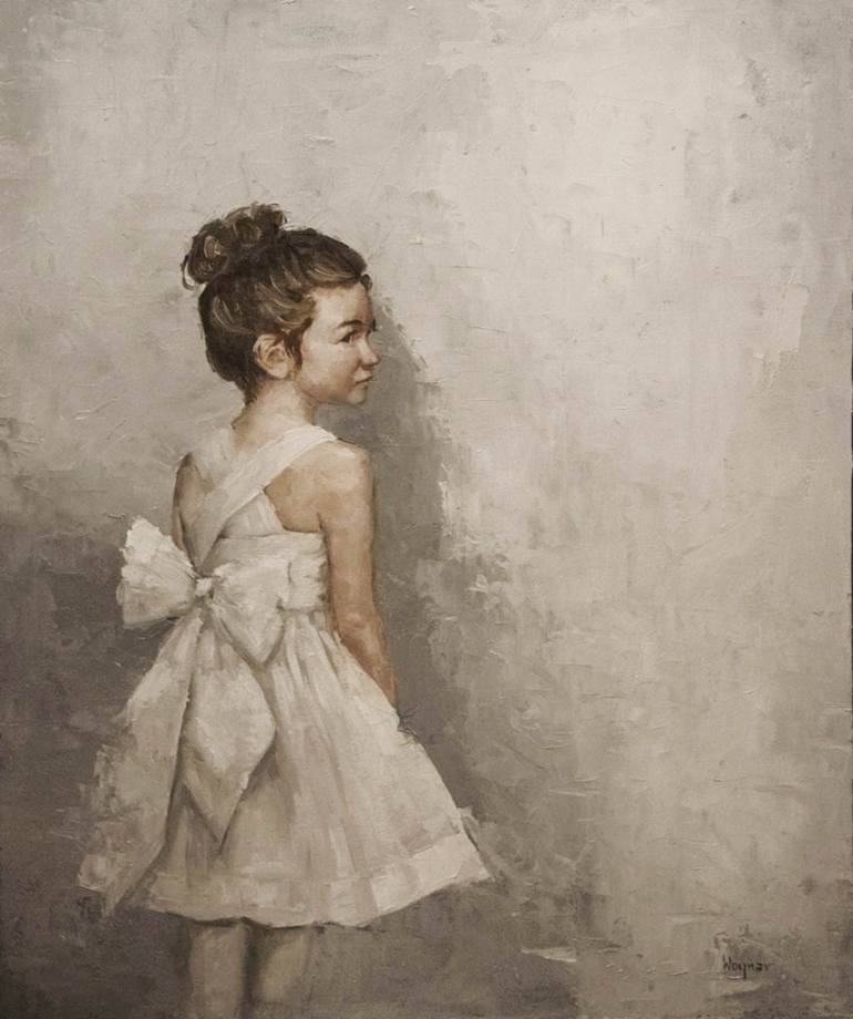 770x920 Saatchi Art Girl In White Dress Painting By Adam Wojnar - Girl In White Painting