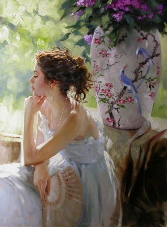 340x460 Girl In White Painting Daniel Gerhartz Boy With A Hat - Girl In White Painting