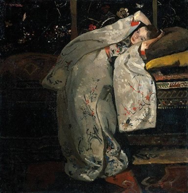 384x395 Girl In White Kimono 1899 , George Hendrik Breitner - Girl In White Painting