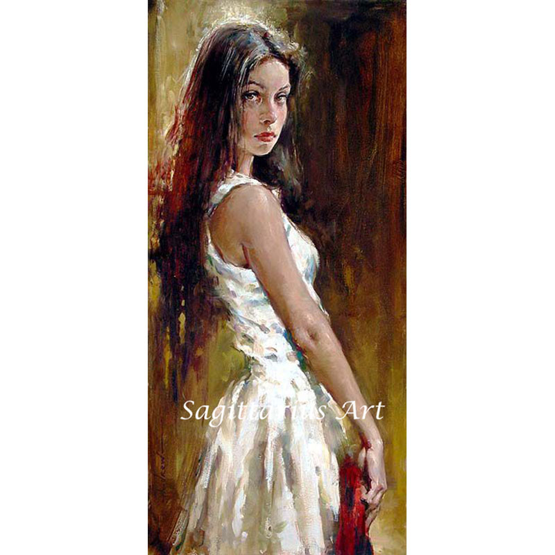 800x800 Hand Painted Flamenco Dancer Beauty Detail Lady Portrait Oil - Girl In White Painting