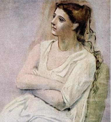 380x415 History Of Painting Woman In White By Pablo Picasso In History - Girl In White Painting
