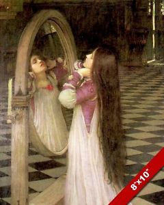 240x300 Woman Girl Long Hair Looking In Mirror Oil Painting Art Real - Girl Looking In Mirror Painting