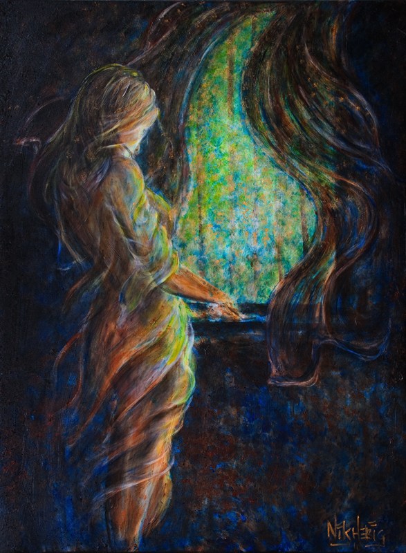 587x800 World Outside Your Window - Girl Looking Out Window Painting