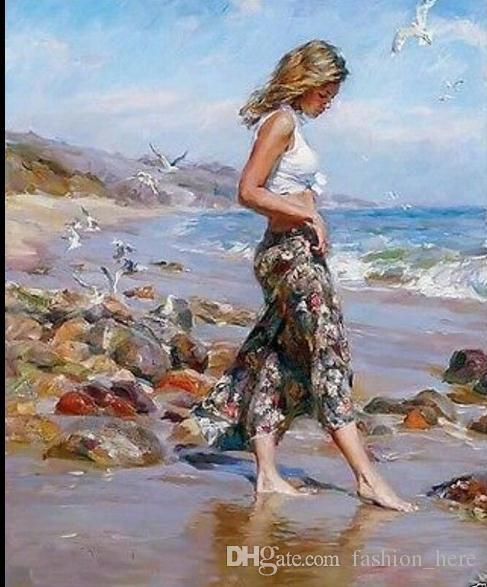 Girl On Beach Painting