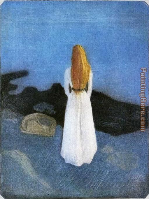 511x683 Edvard Munch Girl On The Beach Painting Anysize 50% Off - Girl On Beach Painting