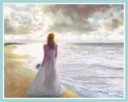 511x409 Dreamy Paintings Of Women On The Beach Looking To Sea - Girl On Beach Painting