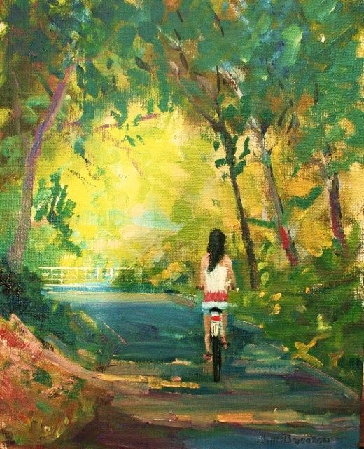 520x640 Girl On A Bike St. Annes (Bill O'Brien) - Girl On Bicycle Painting