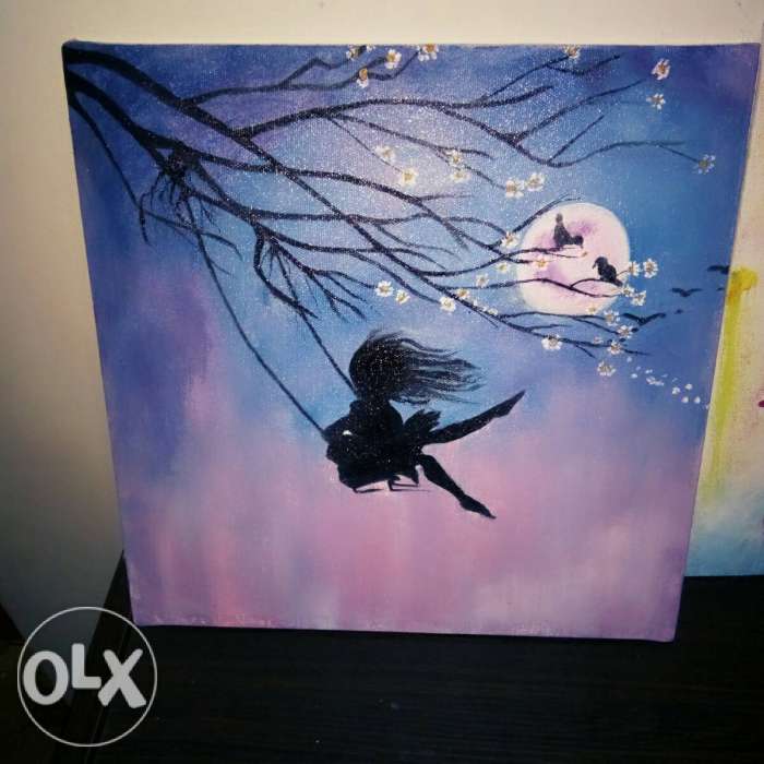 700x700 Silhouette Painting Of Girl On The Swing - Girl On Swing Painting