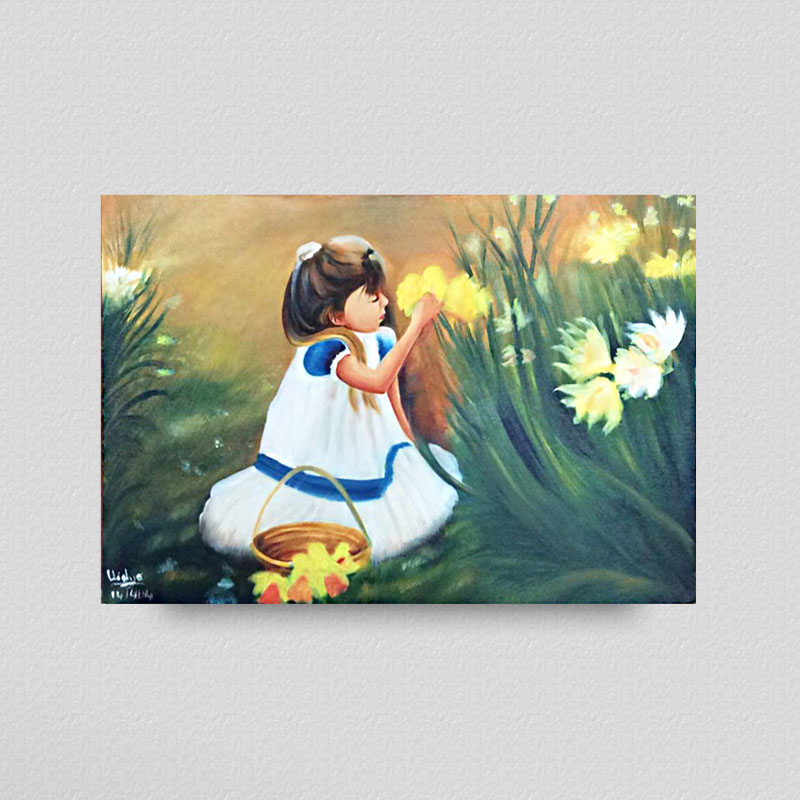 800x800 Girl With Flower Buy Original Girl With Flower Painting - Girl Painting