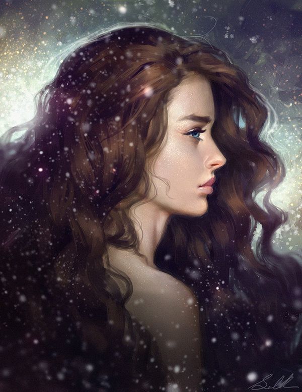 600x777 Amazing Digital Paintings Snow, Paintings And Winter - Girl Painting