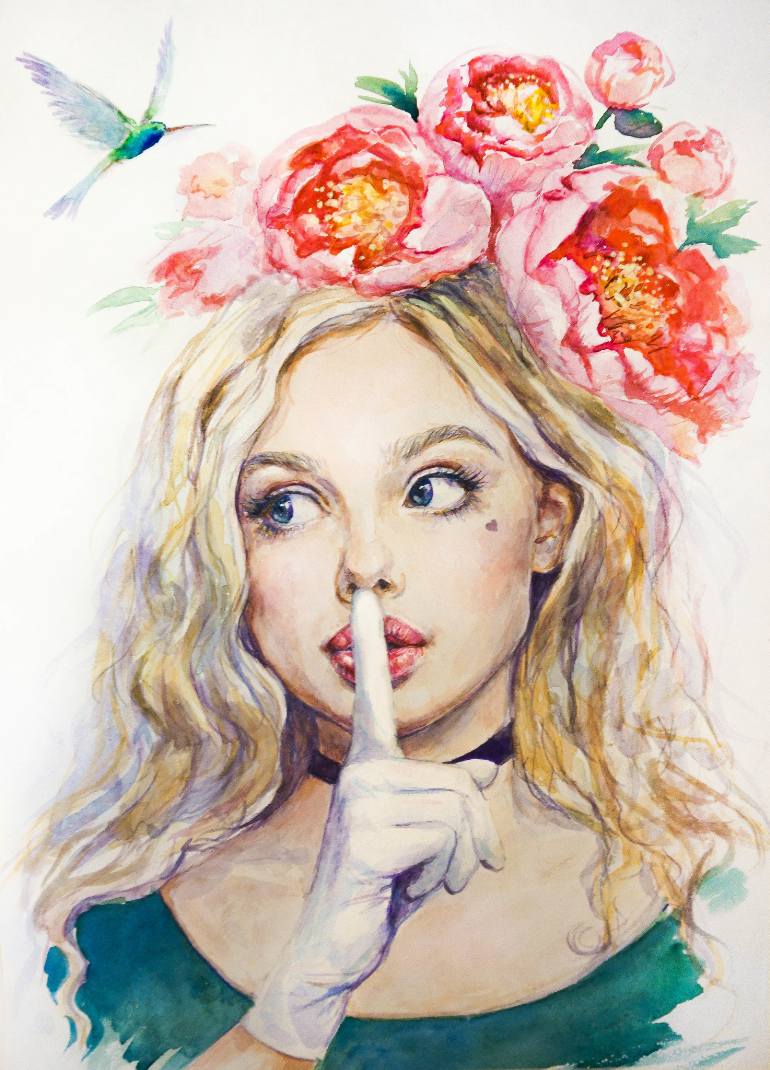 770x1070 Saatchi Art Spring. Peony Girl. Painting By Olga Shevcova - Girl Painting