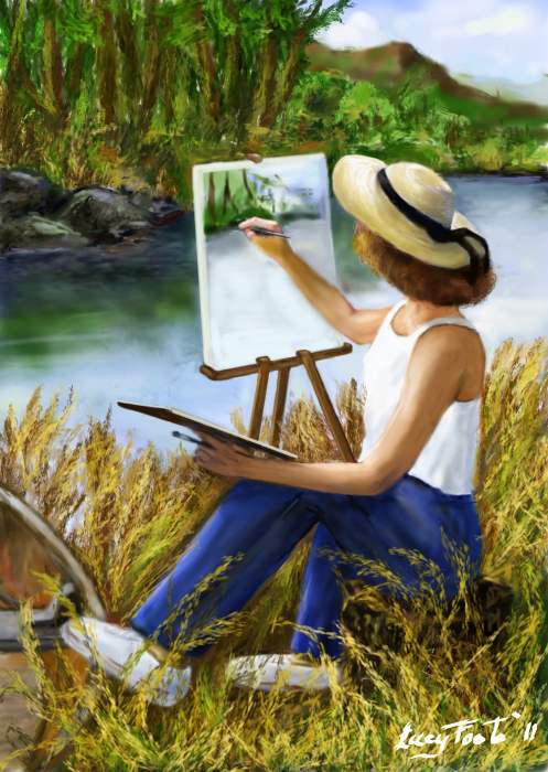 497x700 Girl Painting Plein Air - Girl Painting A Picture