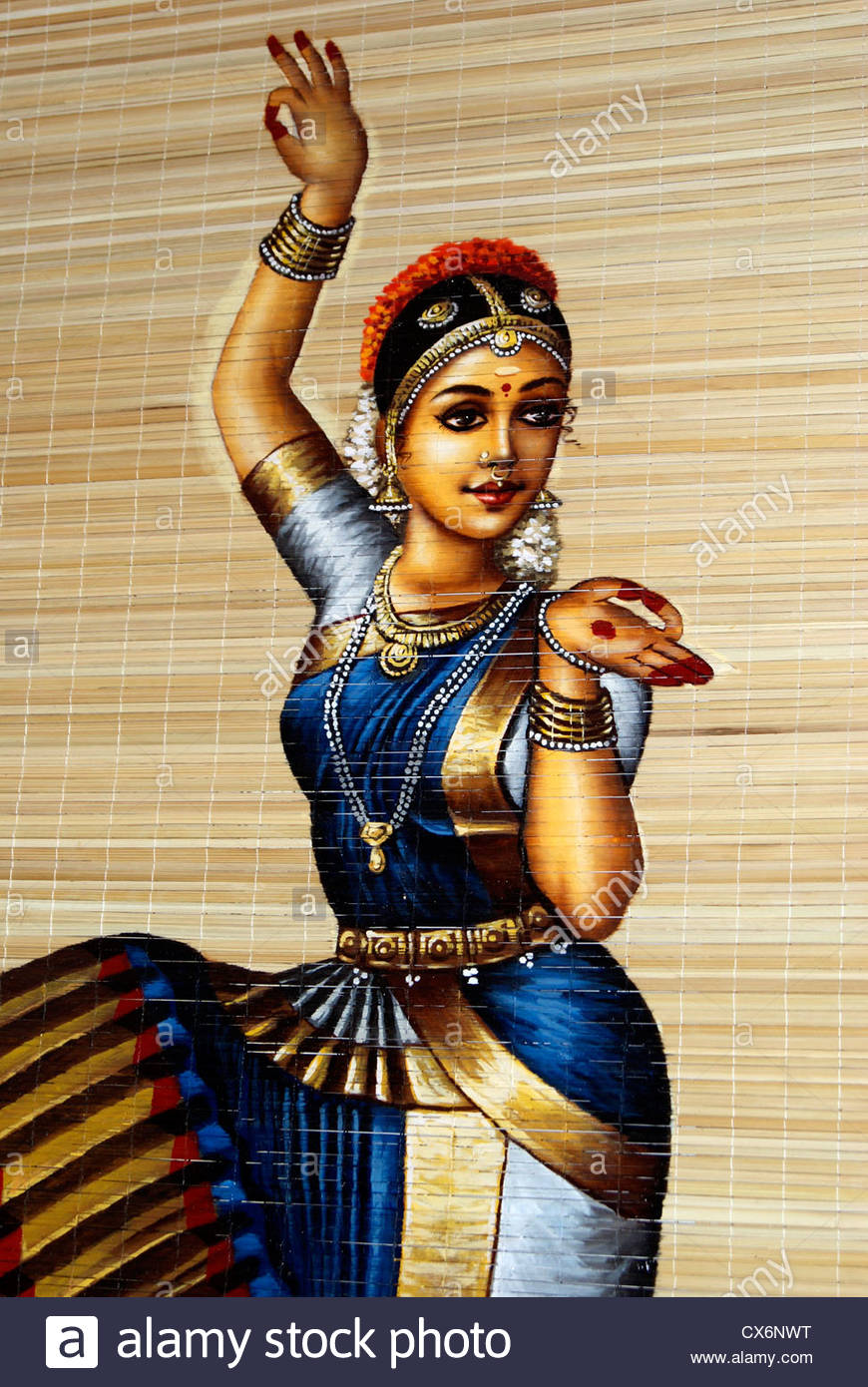 870x1390 Kerala Traditional Dancing Girl Painting On Handcrafted Bamboo - Girl Painting A Picture