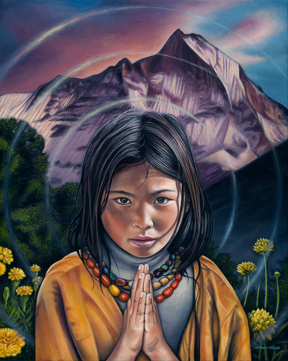 960x1203 Tibetan Girl From The Oneness Series By Artist Nathan Miller - Girl Painting Art