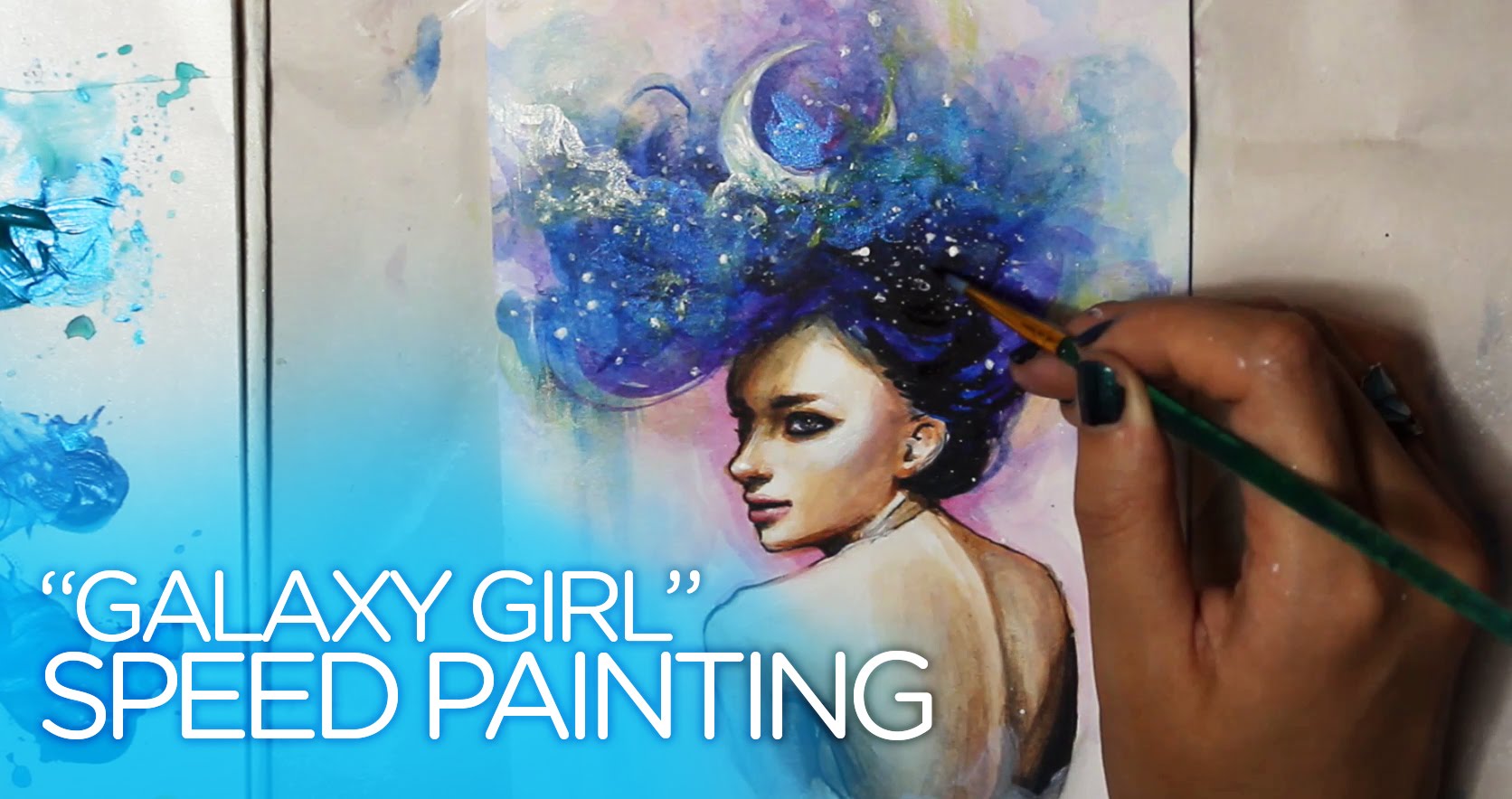 1672x884 Acrylic Painting Time Lapse Galaxy Girl - Girl Painting Art
