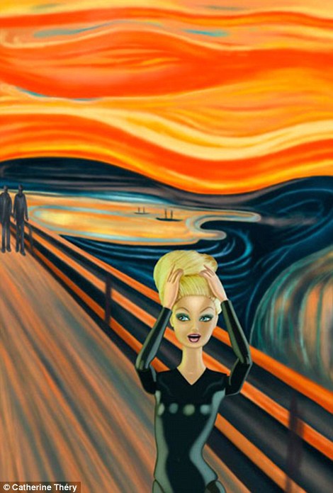 470x696 Catherine Thery Replaces Male Figures In Famous Masterpieces - Girl Painting Barbie