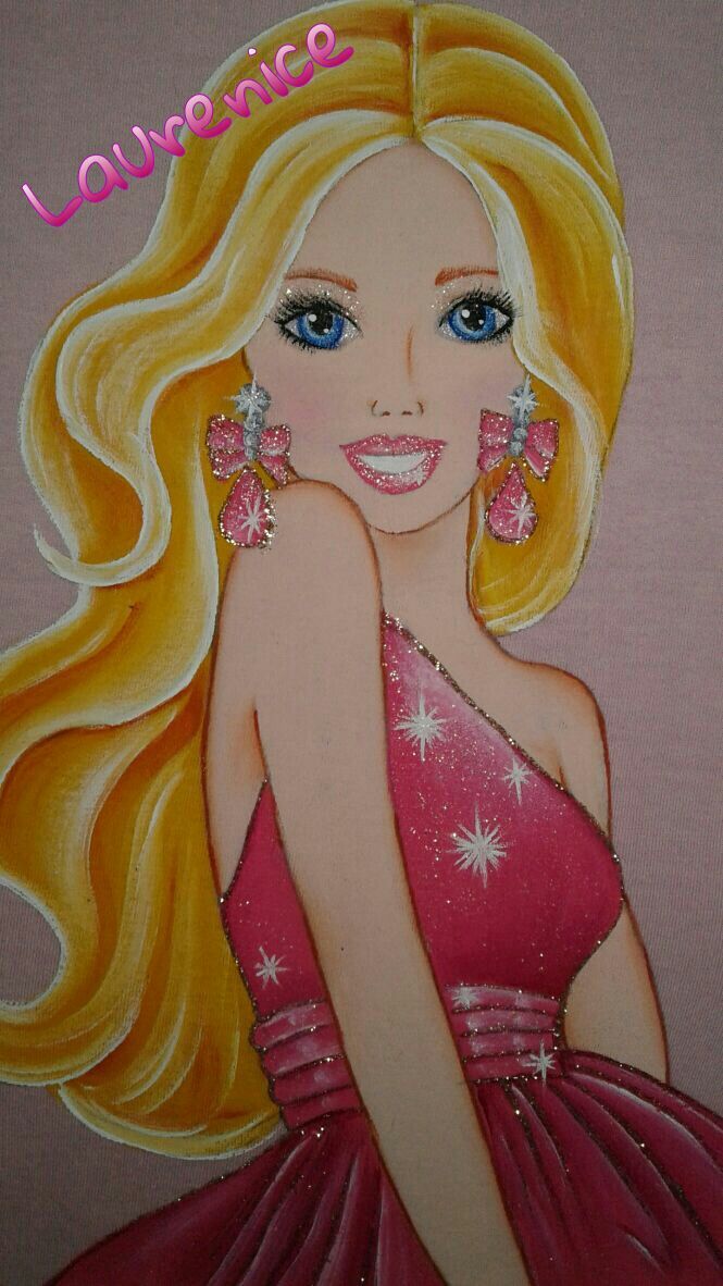 665x1182 Beautiful And Sparkling In Pink Barbie Barbie - Girl Painting Barbie