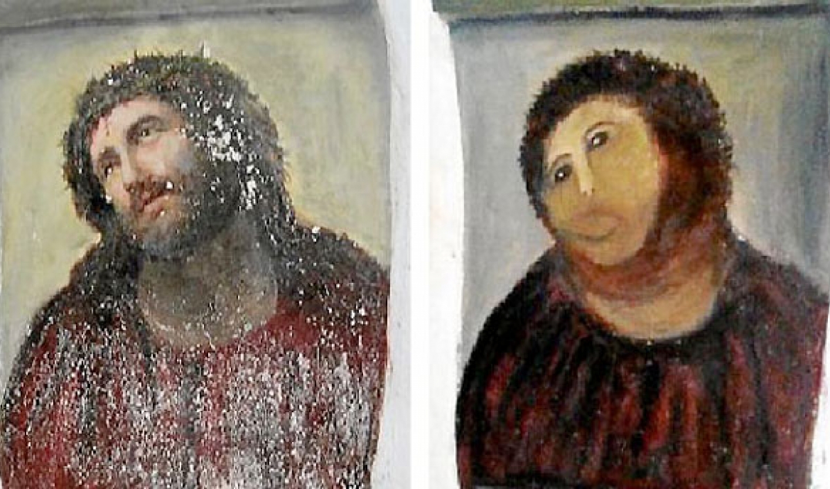 1200x707 Amateur Restoration Botches Jesus Painting In Spain Public Radio - Girl Painting Jesus