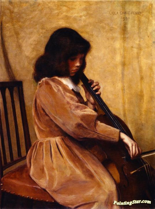 536x720 Girl Playing A Cello Artwork By Lilla Cabot Perry Oil Painting - Girl Playing Cello Painting