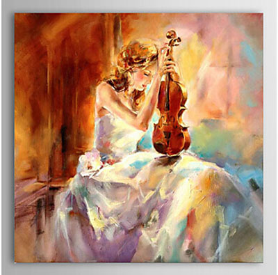 400x395 The Girl Playing The Violin Women Oil Painting Wall Art Modern - Girl Playing Cello Painting