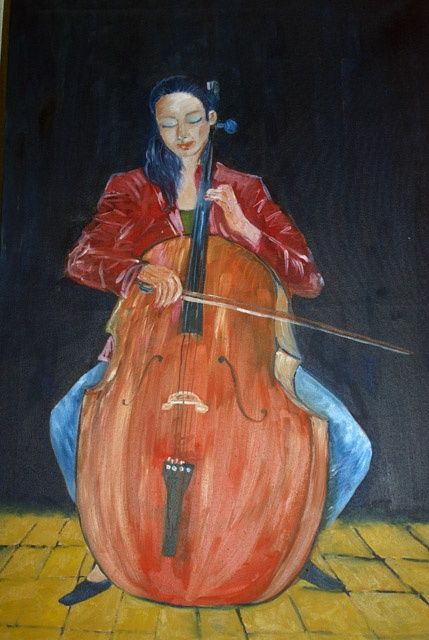 429x640 Woman Playing Cello (Rana) - Girl Playing Cello Painting