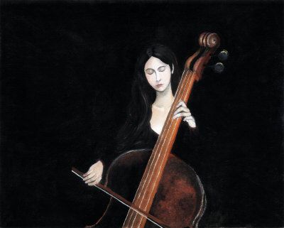 400x321 Girl Playing Cello Painting - Girl Playing Cello Painting